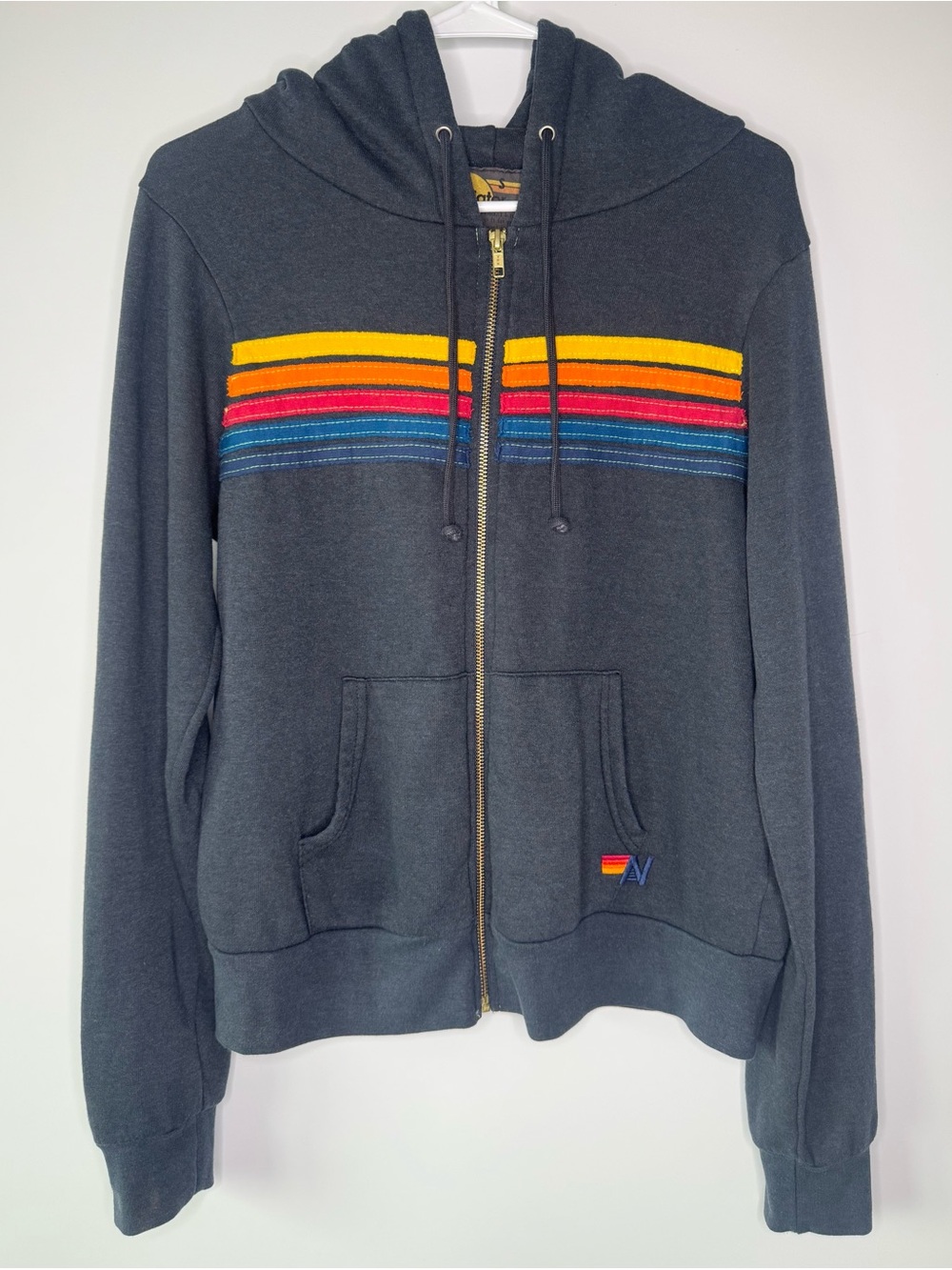 Aviator Nation 5 Stripe Zip Up Hoodie